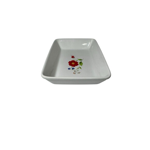 White W/ Floral Print Vintage Casserole Bake Serving Dish Japan- Fast Shipping - Picture 8 of 12